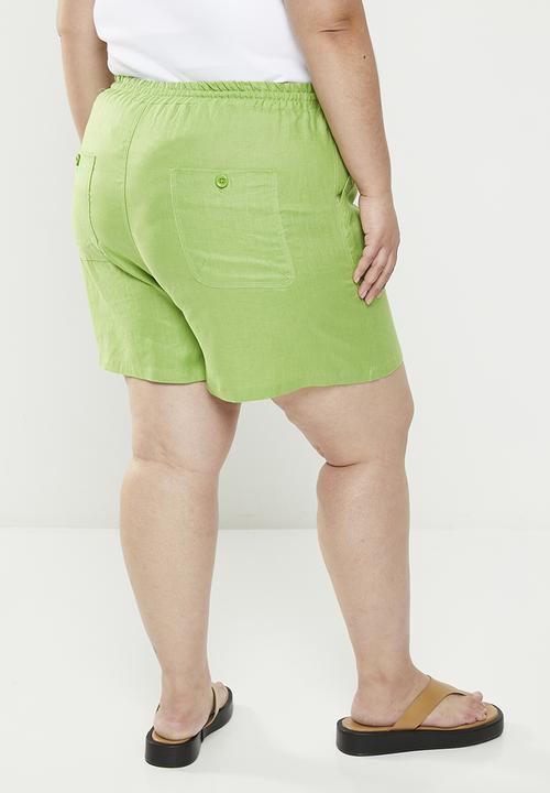 Me&B - Plus linen shorts - avocado