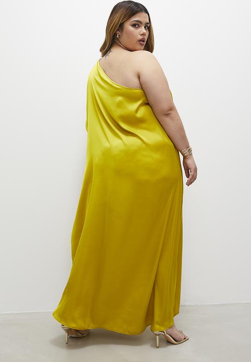 VELVET - Volume kaftan maxi dress- lime