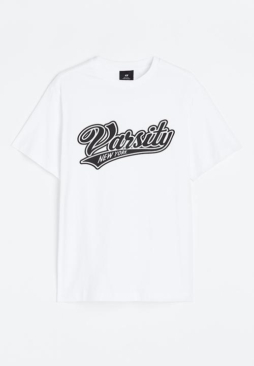 H&M - Regular fit printed T-shirt - white/varsity new york 