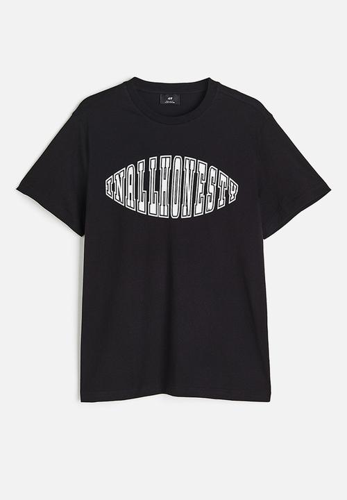 H&M - Regular fit printed T-shirt - black/in all honesty 