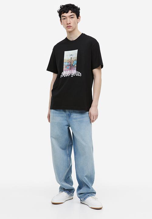 H&M - Relaxed fit printed T-shirt - black/restless youth