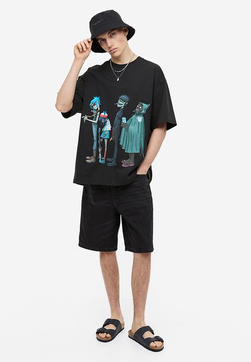 H&M - Oversized fit t-shirt - black/gorillaz 