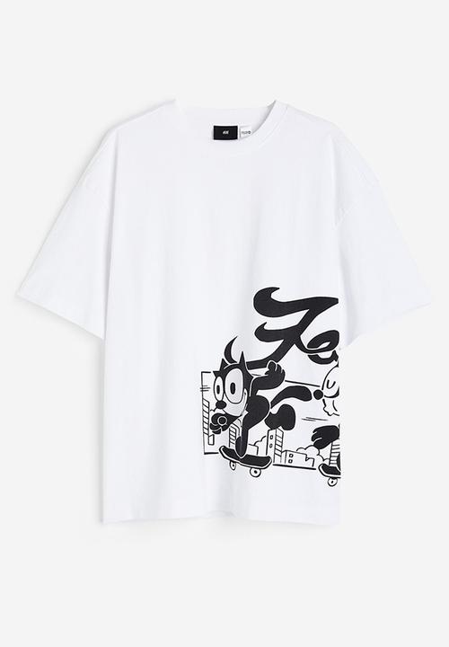 H&M - Oversized fit t-shirt - white/felix the cat 