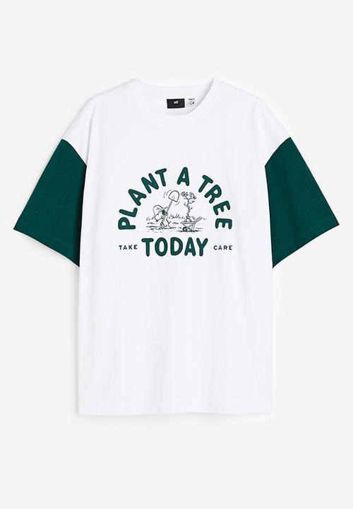 H&M - Oversized fit t-shirt - white/snoopy 