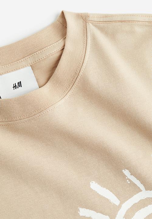 H&M - Relaxed fit printed t-shirt - beige/adventure on my mind 