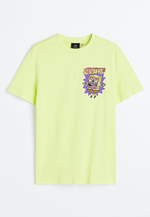 H&M - Regular fit t-shirt - neon yellow/spongebob 