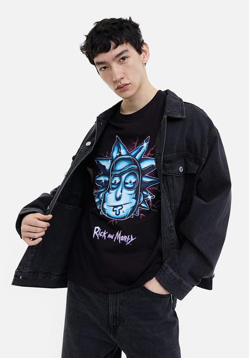 H&M - Regular fit t-shirt - black/rick and morty 