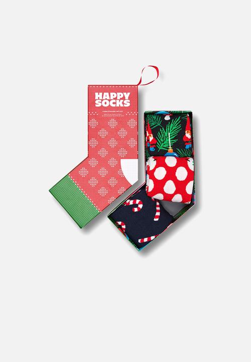 Happy Socks - 3-pack x-mas stocking socks gift set - navy/red/black
