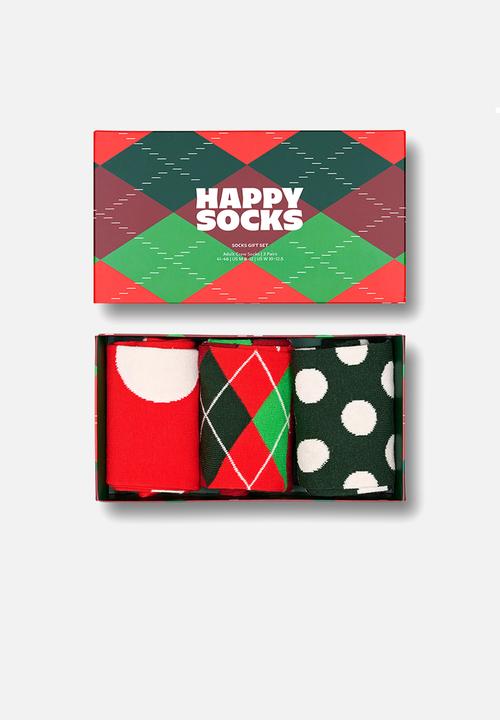 Happy Socks - 3-pack holiday classics gift set - red/green