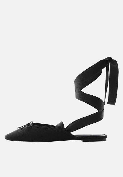 MANGO - Frenchy tie-up mule - black