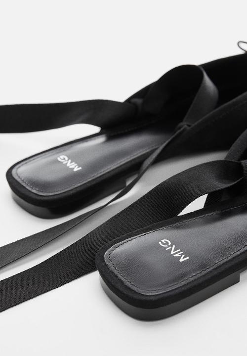 MANGO - Frenchy tie-up mule - black
