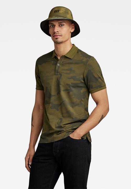 G-STAR - Dunda slim ao polo Premium stretch pk ao o - dark olive line camo