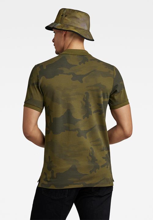 G-STAR - Dunda slim ao polo Premium stretch pk ao o - dark olive line camo