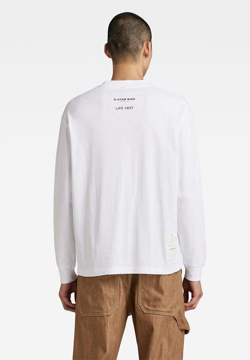 G-STAR - Archive boxy r t long sleeve dry jersey o - white life vest
