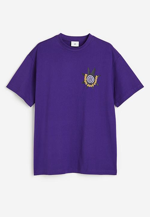 H&M - Relaxed fit printed T-shirt - purple/radiate good energy 