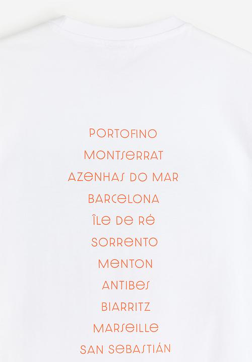 H&M - Relaxed fit printed T-shirt - white/beach 