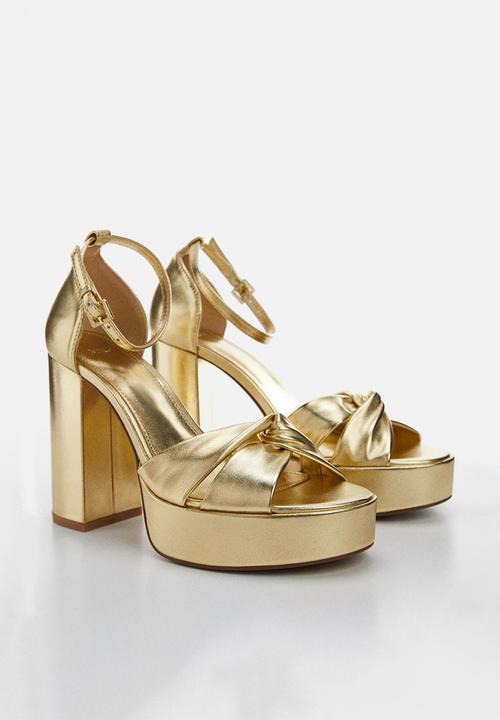 MANGO - Verti platform sandal - gold