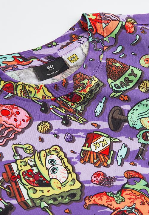 H&M - Relaxed fit printed T-shirt - purple/spongebob squarepants 