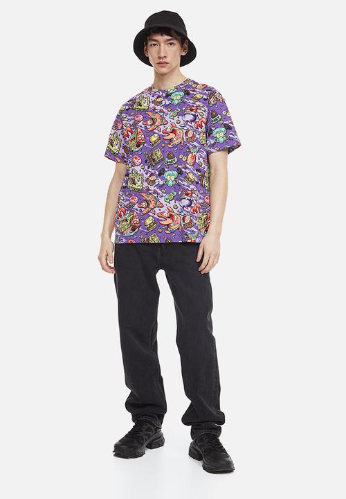 H&M - Relaxed fit printed T-shirt - purple/spongebob squarepants 