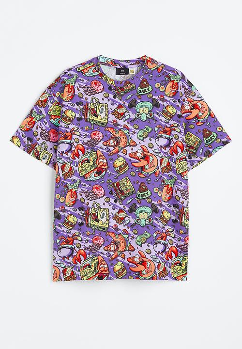 H&M - Relaxed fit printed T-shirt - purple/spongebob squarepants 