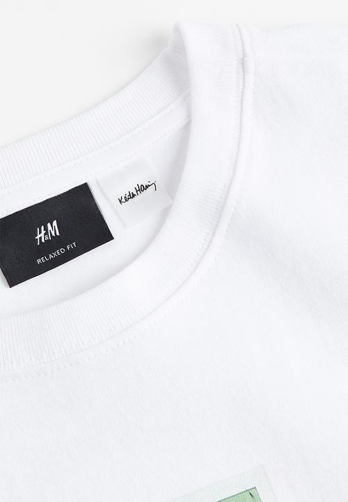 H&M - Relaxed fit printed T-shirt - white/keith haring 