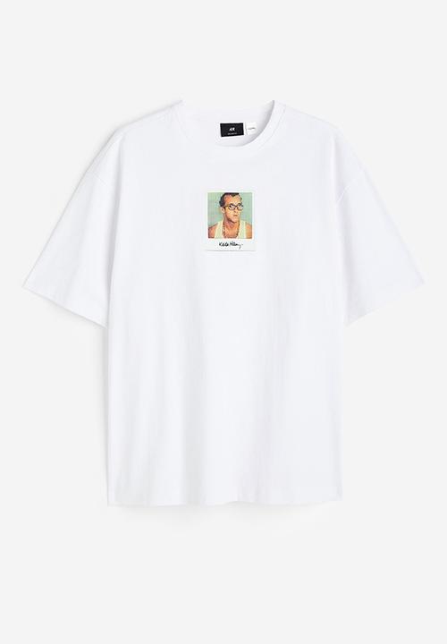 H&M - Relaxed fit printed T-shirt - white/keith haring 
