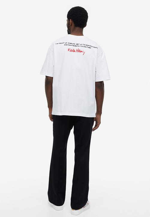H&M - Relaxed fit printed T-shirt - white/keith haring 