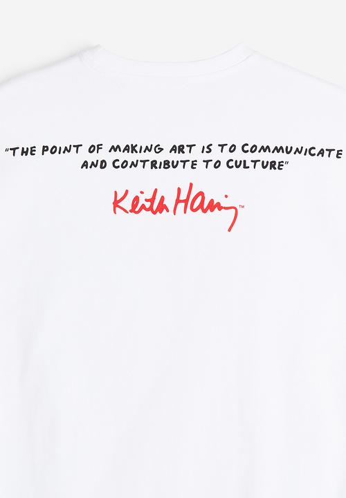 H&M - Relaxed fit printed T-shirt - white/keith haring 