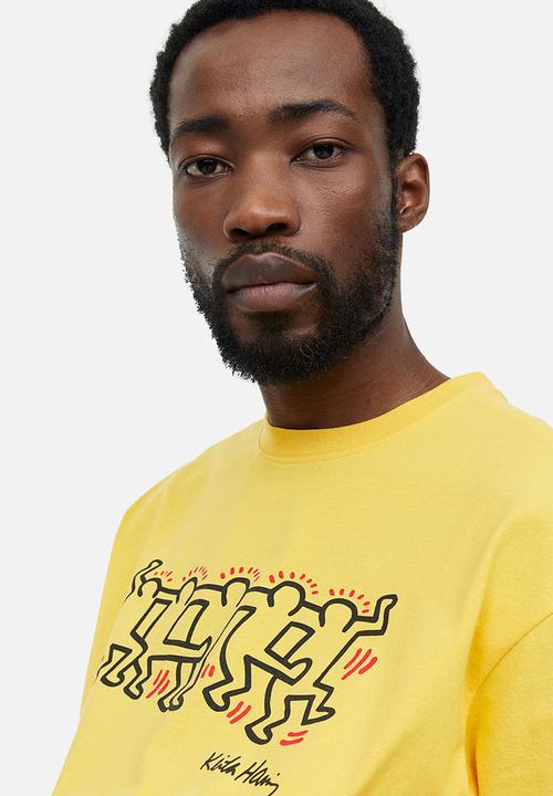 H&M - Relaxed fit printed T-shirt - yellow/keith haring
