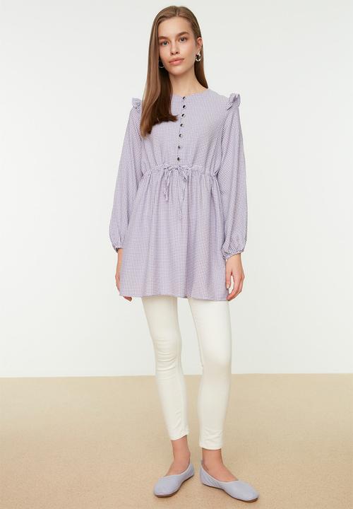 Trendyol - Modest puff sleeve skater shirt - lilac