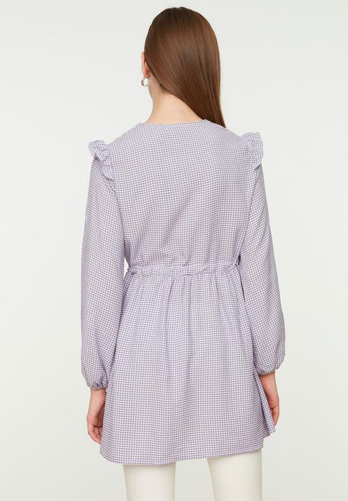 Trendyol - Modest puff sleeve skater shirt - lilac