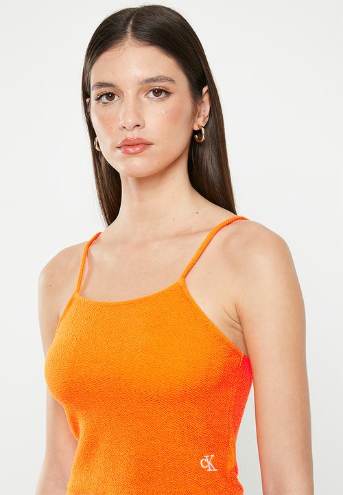 Calvin Klein - Slub rib strappy top - vibrant orange