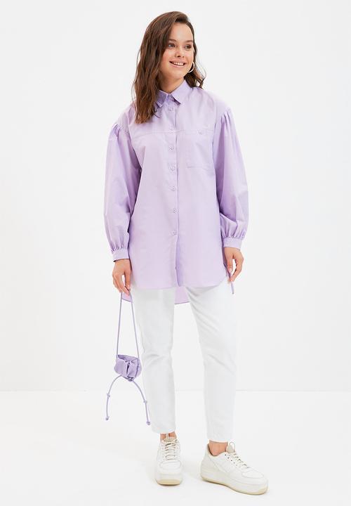 Trendyol - Modest balloon sleeve shirt - lilac