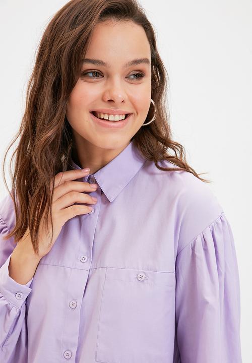 Trendyol - Modest balloon sleeve shirt - lilac