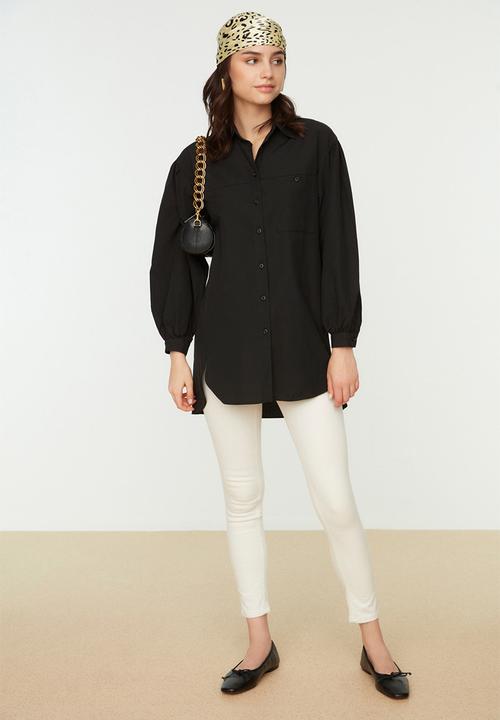 Trendyol - Modest balloon sleeve shirt - black