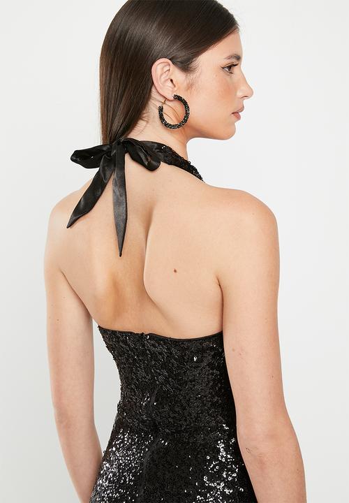 SISSY BOY - Halter sequin dress - black
