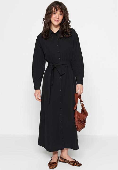 Trendyol - Modest maxi shirt dress - black