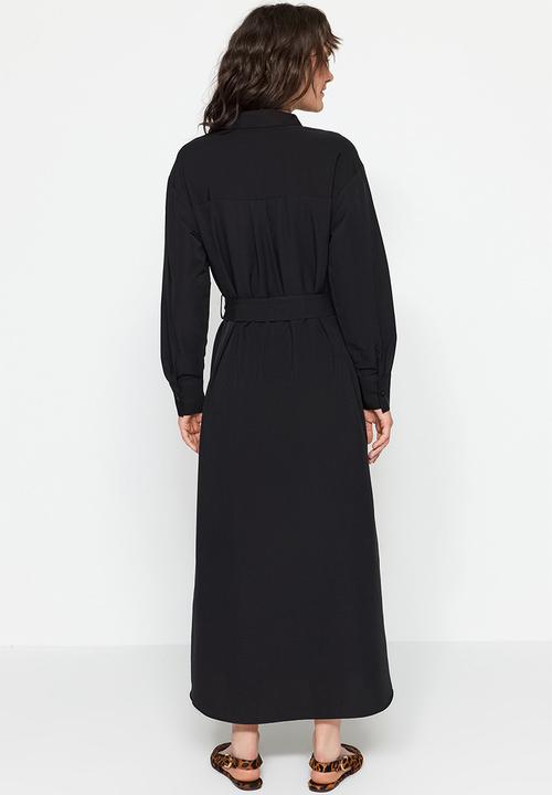 Trendyol - Modest maxi shirt dress - black