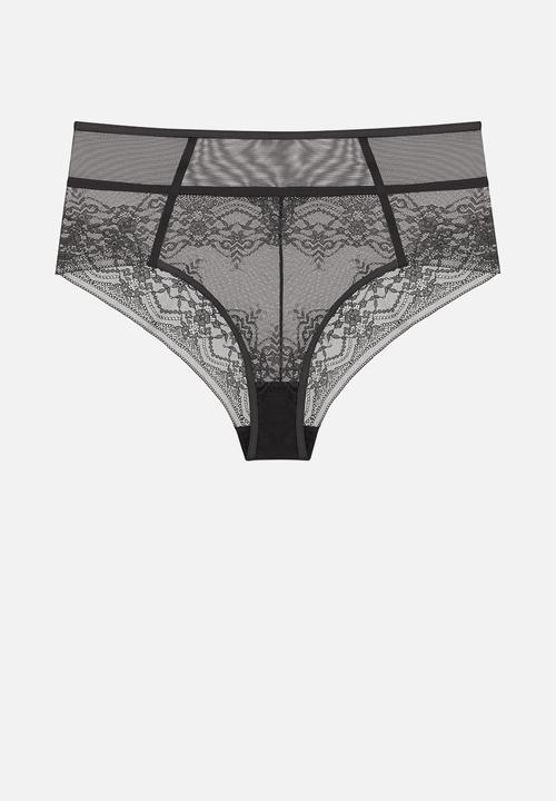 Janet Reger - Statement wildflower high waisted brief - graphite