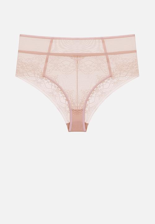Janet Reger - Statement wildflower high waisted brief - rose quartz