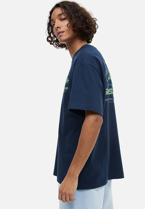 H&M - Relaxed fit printed T-shirt - dark blue/seed 