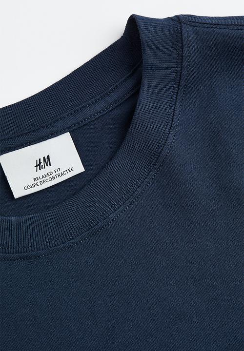 H&M - Relaxed fit printed T-shirt - dark blue/seed 