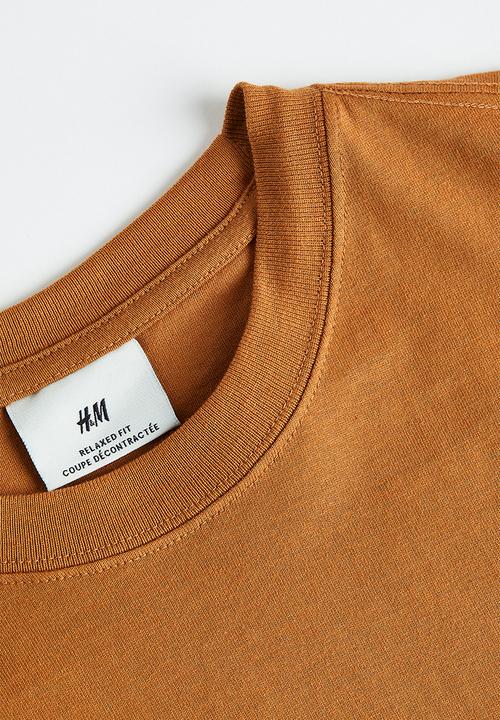 H&M - Relaxed fit printed T-shirt - light brown/talk to me