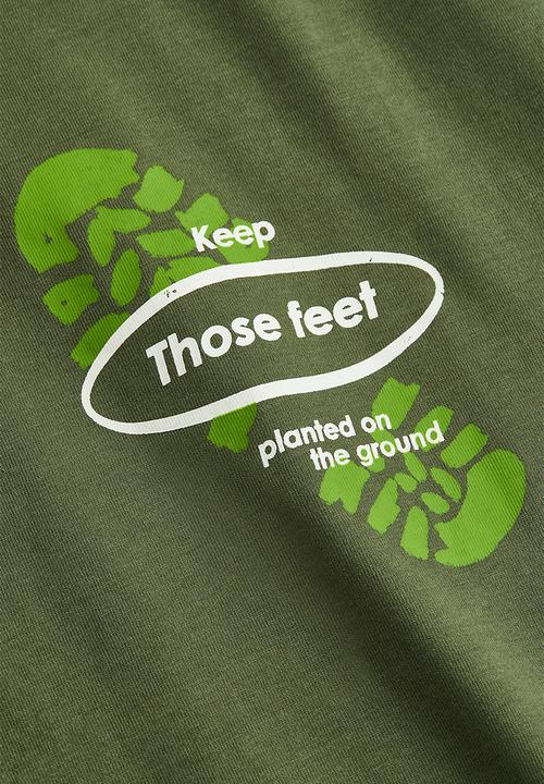 H&M - Relaxed fit printed T-shirt - khaki green/shoe print