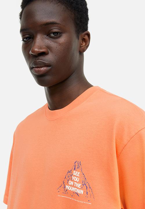 H&M - Relaxed fit printed T-shirt - orange/mountain