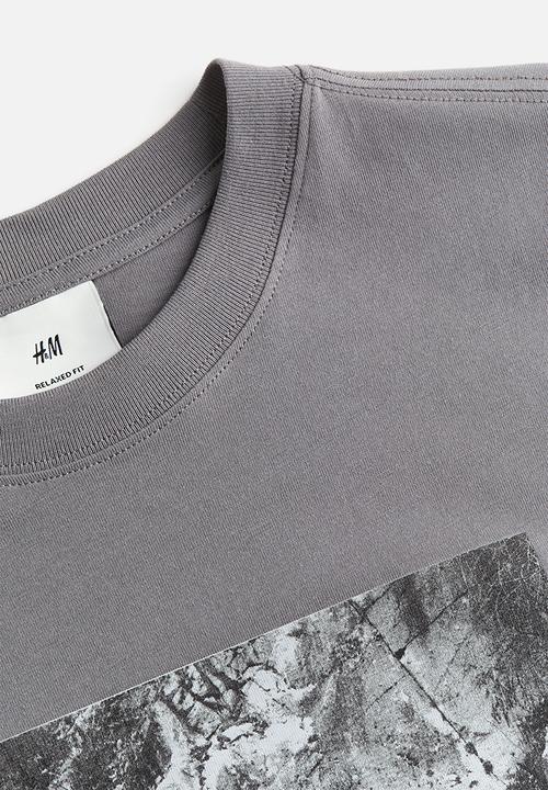 H&M - Relaxed fit printed T-shirt - grey 