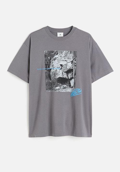 H&M - Relaxed fit printed T-shirt - grey 