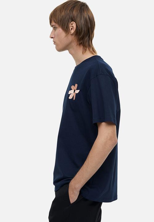 H&M - Relaxed fit printed T-shirt - dark blue/flower