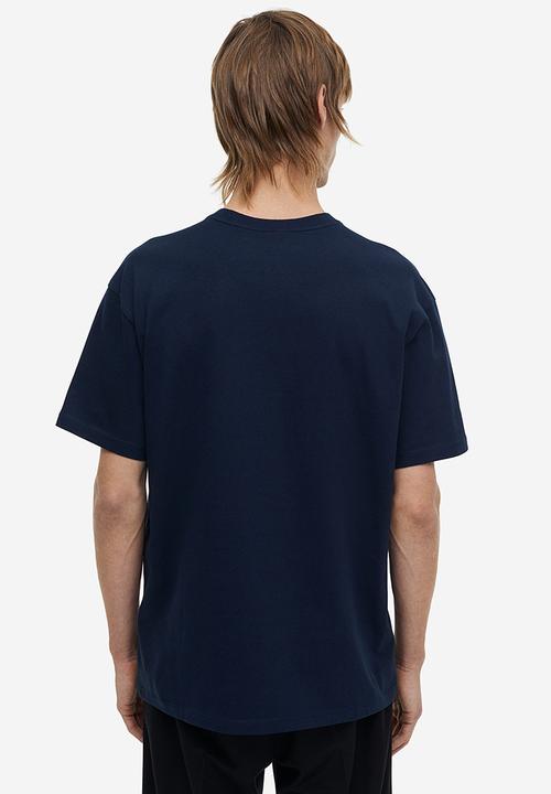 H&M - Relaxed fit printed T-shirt - dark blue/flower