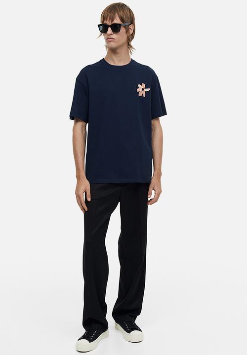 H&M - Relaxed fit printed T-shirt - dark blue/flower